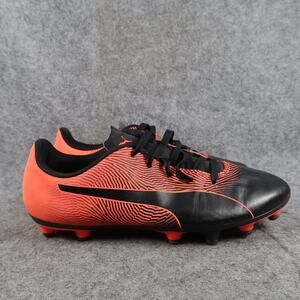 Puma Shoes Kids 4.5 Soccer Cleats Spirit II FG Athletic Sport Lace Up Black Red